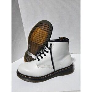 New Dr. Martens 101 YS Mid White Leather Yellow Stitch 6 Eyelets Size 9 M /W 10